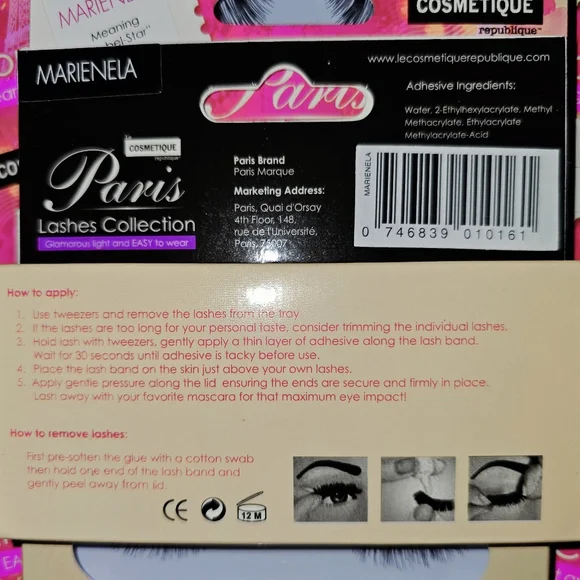 False eyelashes 10 pack of Marienela with adhesive. 100% Human Hair. - Picture 6 of 6